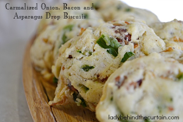 Caramelized Onion, Bacon and Asparagus Drop Biscuits