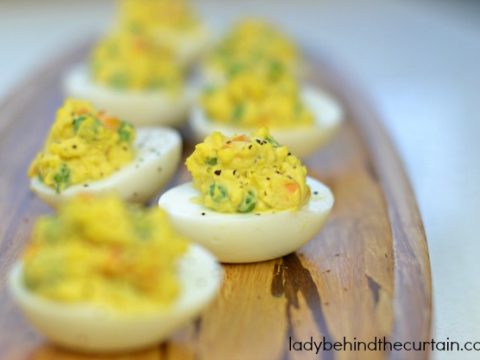 Cheesy Peasy Deviled Eggs