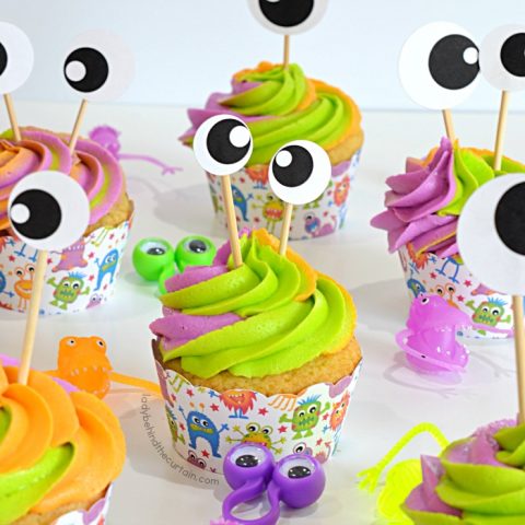 Double Vanilla Monster Party Cupcakes