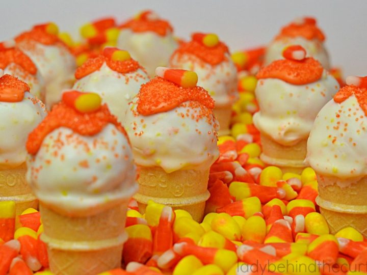 Mini Candy Corn Pinata Cake Pop Cones