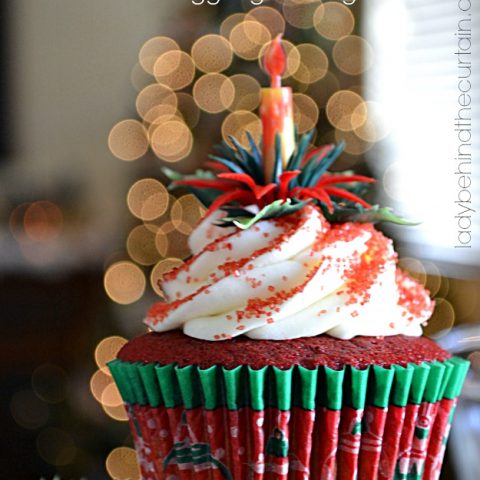 Red Velvet Cupcakes with Eggnog Frosting