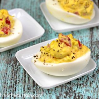 Roasted Red Pepper Deviled Eggs