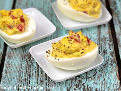 Roasted Red Pepper Deviled Eggs