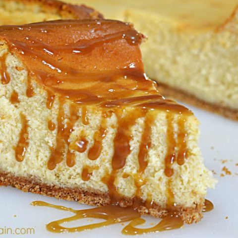 Rum Caramel Drizzled Eggnog Cheesecake