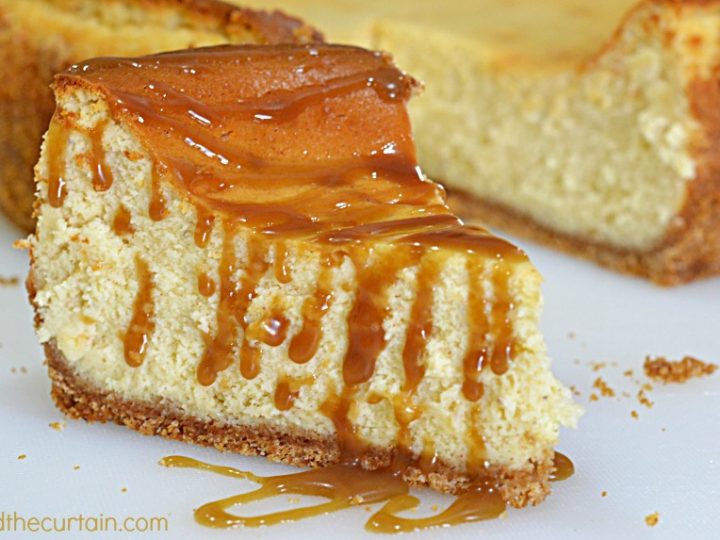 Rum Caramel Drizzled Eggnog Cheesecake