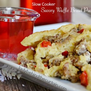 Slow Cooker Savory Waffle Bread Pudding
