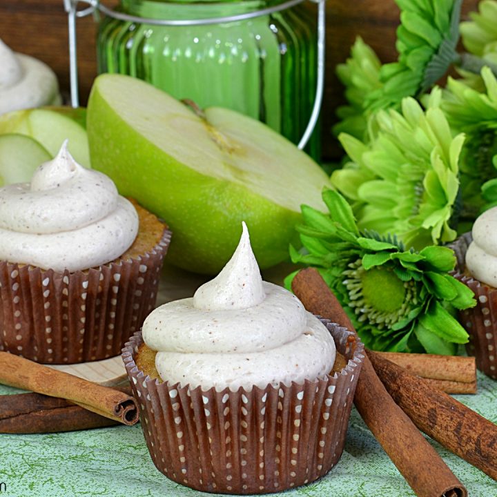 Spiced Apple Cupcakes with Snickerdoodle Cookie Dough Frosting