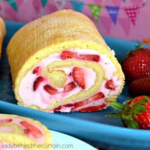 Strawberry Marshmallow Cake Roll