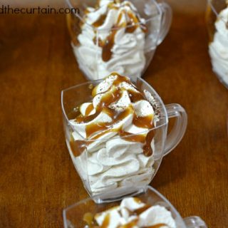 White Chocolate Espresso Mousse with Easy Espresso Caramel Drizzle