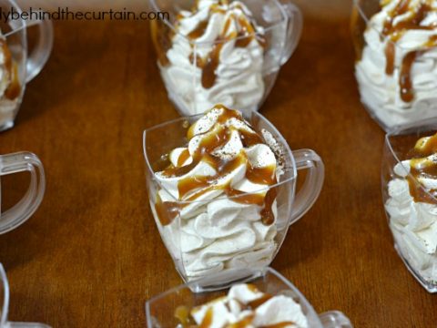 White Chocolate Espresso Mousse with Easy Espresso Caramel Drizzle