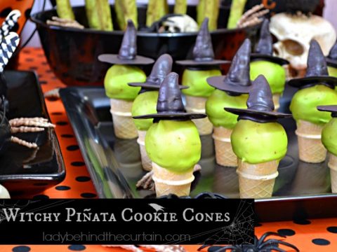 Witchy Piñata Halloween Cookie Cones