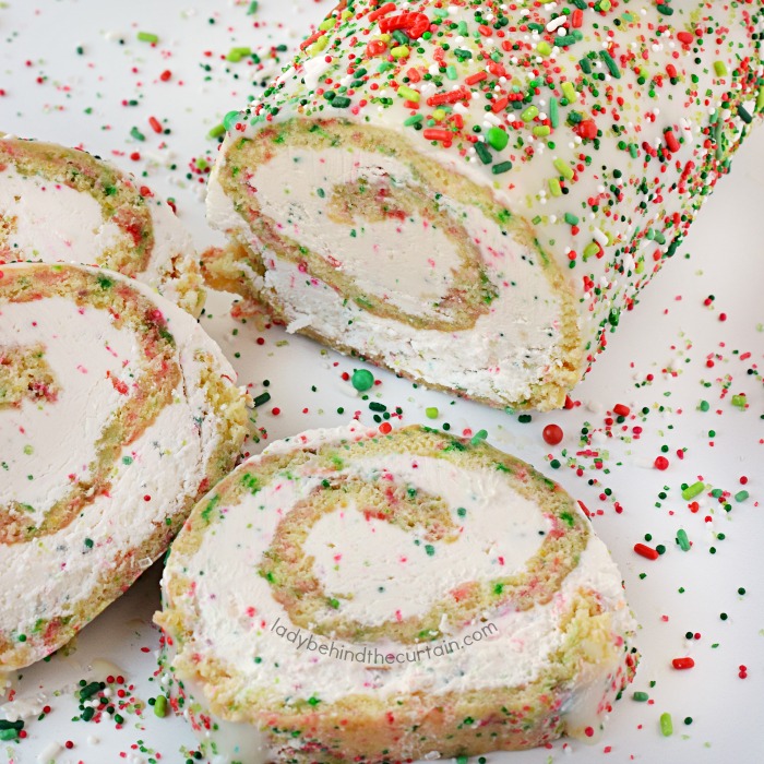 White Christmas Vanilla Swiss Cake Roll