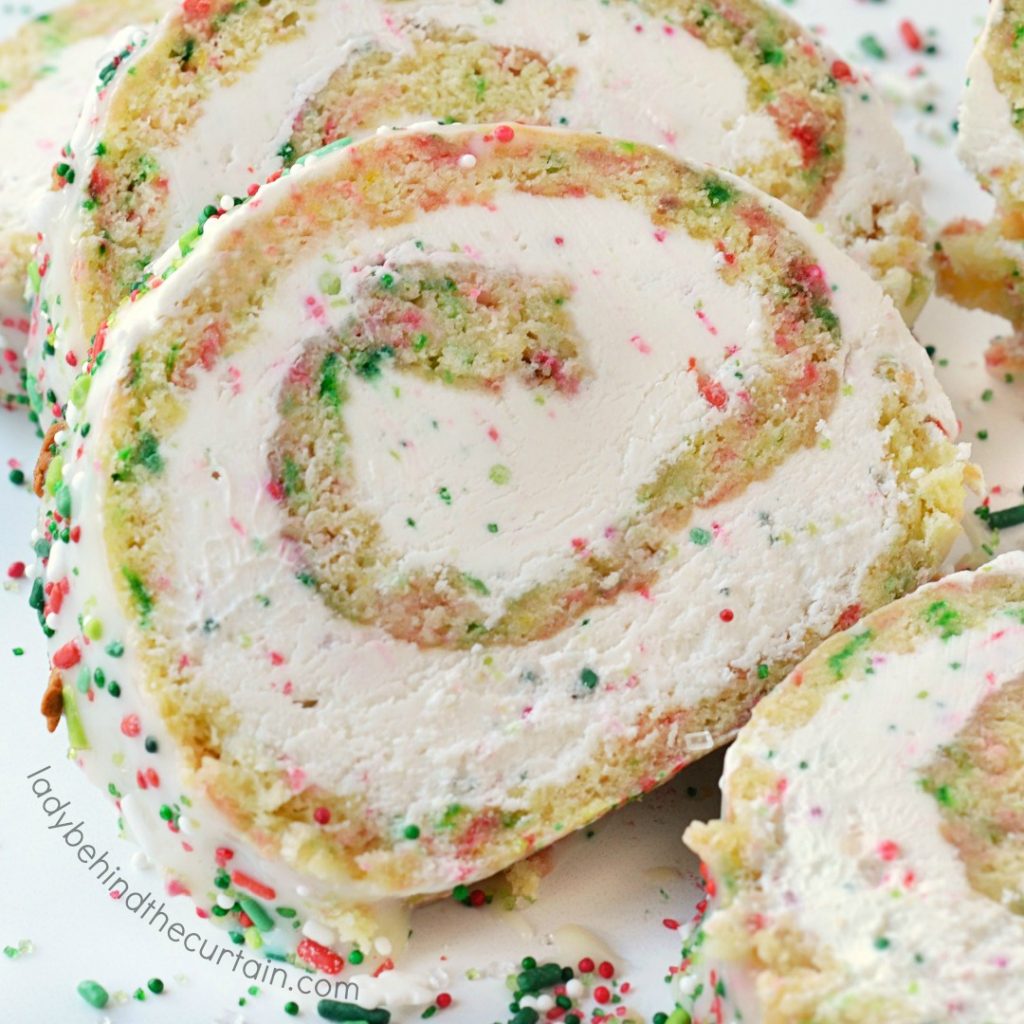 White Christmas Vanilla Swiss Cake Roll