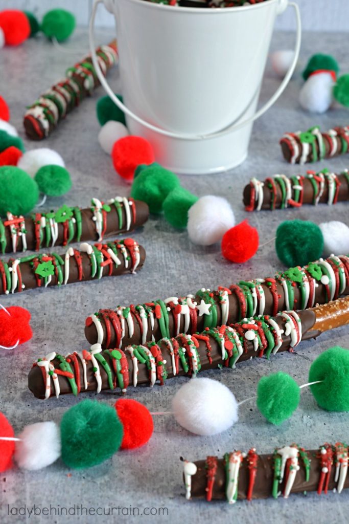 Dark Chocolate Christmas Decorated Pretzels