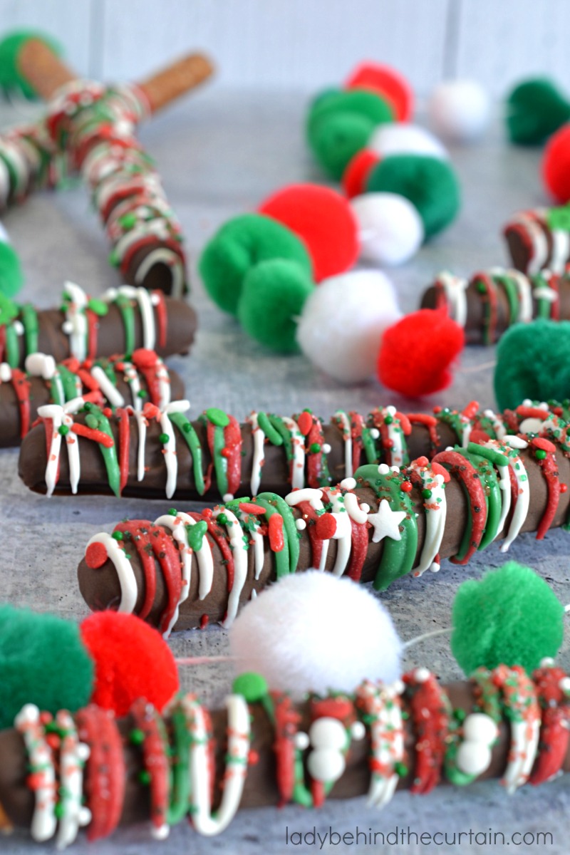 Dark Chocolate Christmas Decorated Pretzels