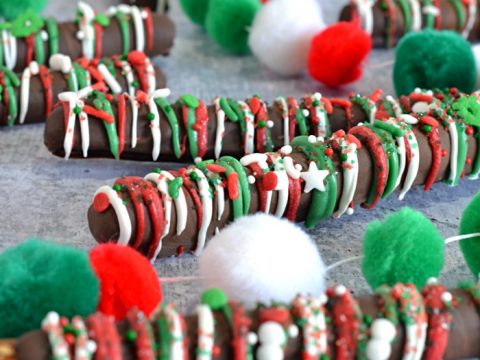 Dark Chocolate Christmas Decorated Pretzels