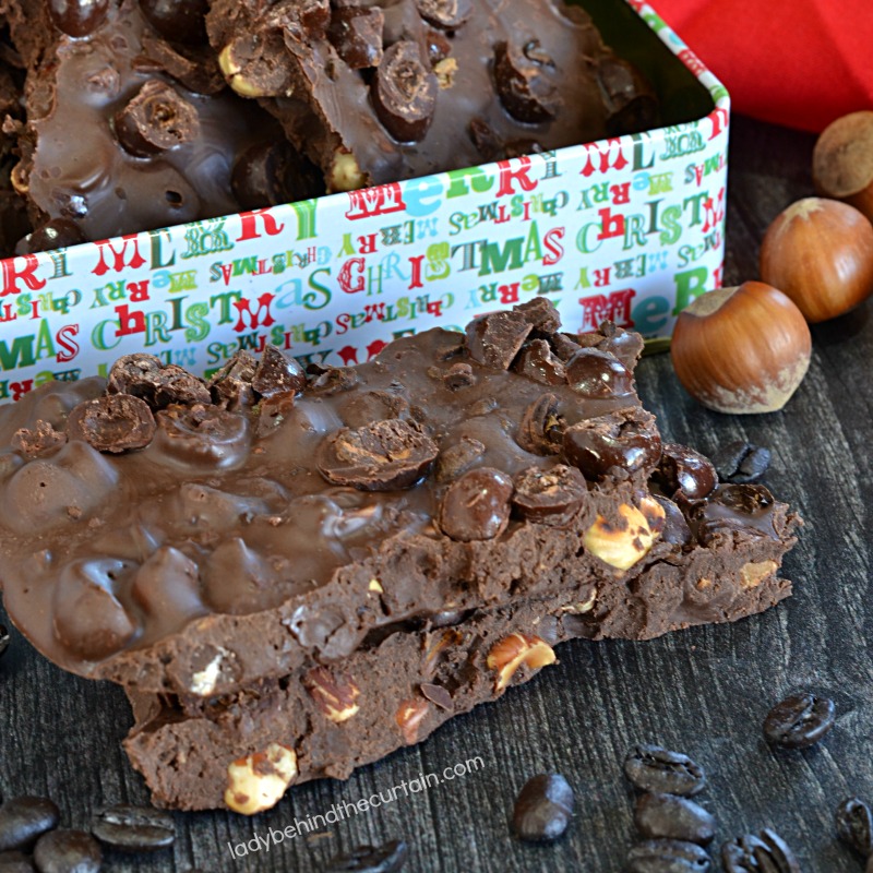 Hazelnut Coffee Flavored Dark Chocolate Bark