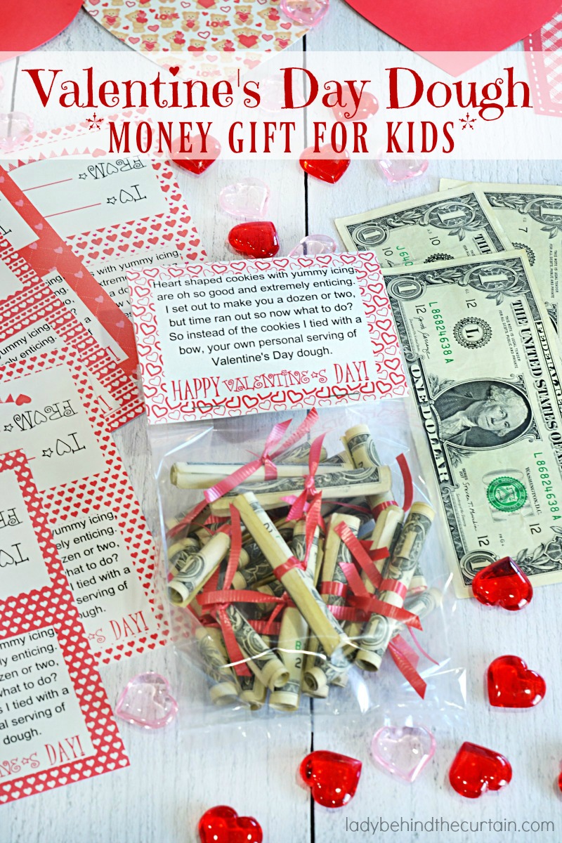 Valentine's Day Dough Money Gift For Kids gift bag topper