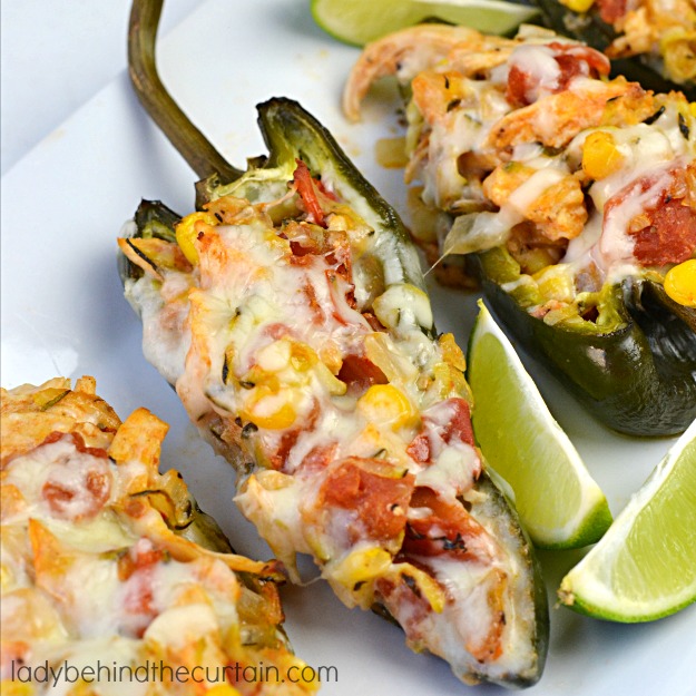 Chicken Filled Poblano Peppers