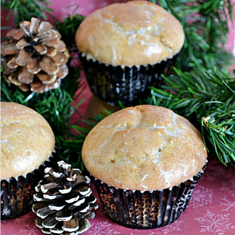 Eggnog Glazed Donut Muffins