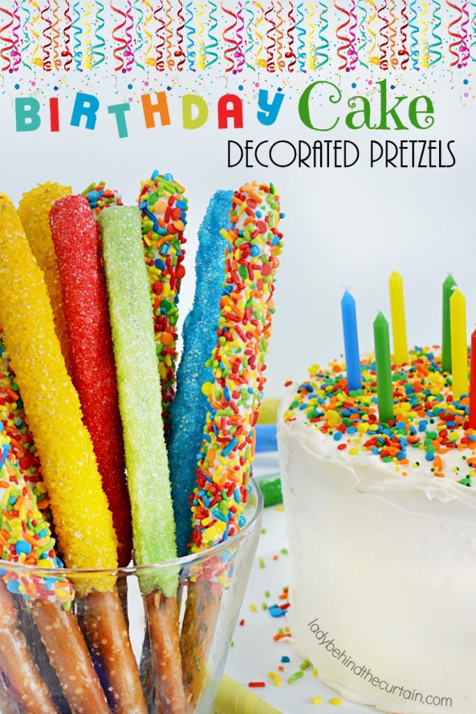 Birthday Cake Decorated Pretzels