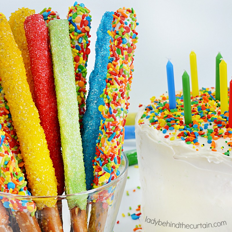 Birthday Cake Decorated Pretzels