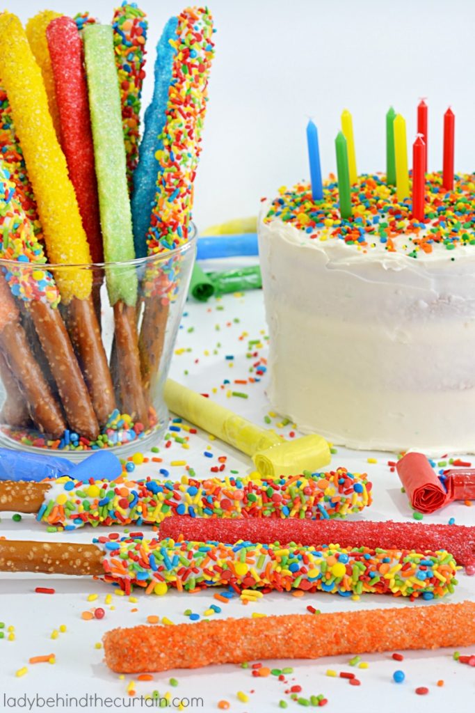 Birthday Cake Decorated Pretzels