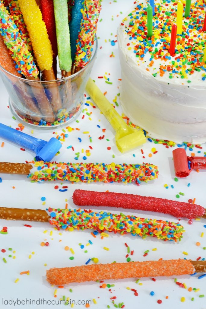 Birthday Cake Decorated Pretzels