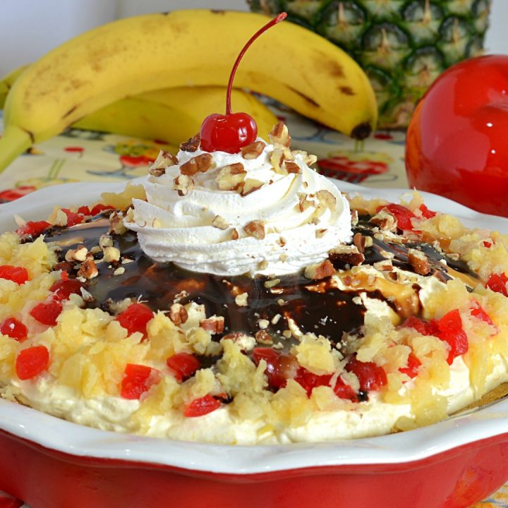 No Bake Low Fat Banana Split Cheesecake