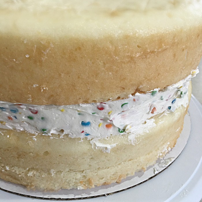 White Birthday Confetti Cake