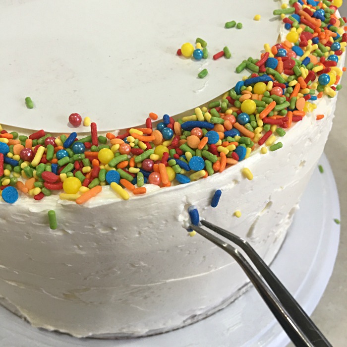 White Birthday Confetti Cake