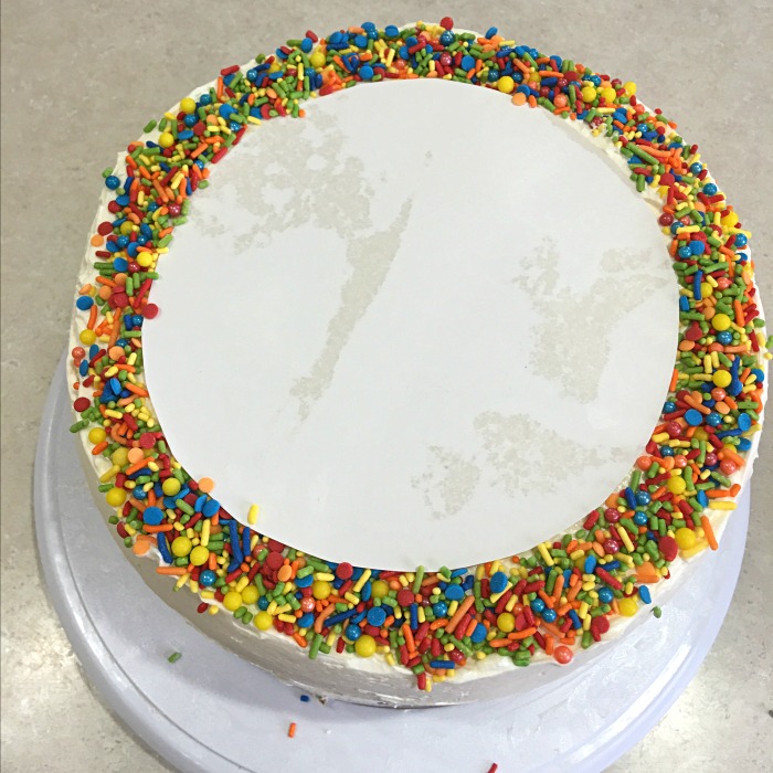 White Birthday Confetti Cake