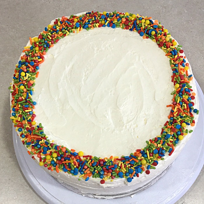 White Birthday Confetti Cake