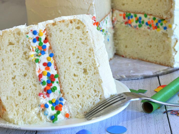 White Birthday Confetti Cake