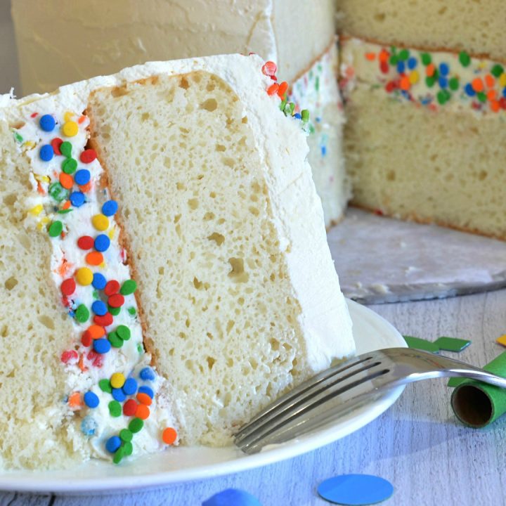 White Birthday Confetti Cake