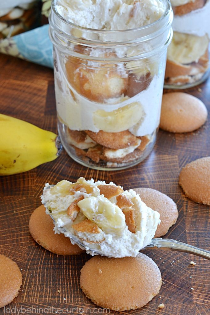 Vanilla Mousse Banana Dessert in a Jar