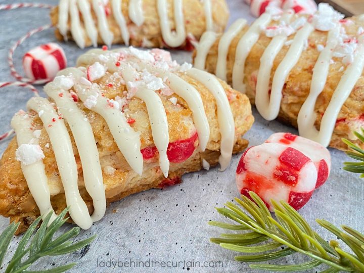 Overnight White Chocolate Peppermint Scones
