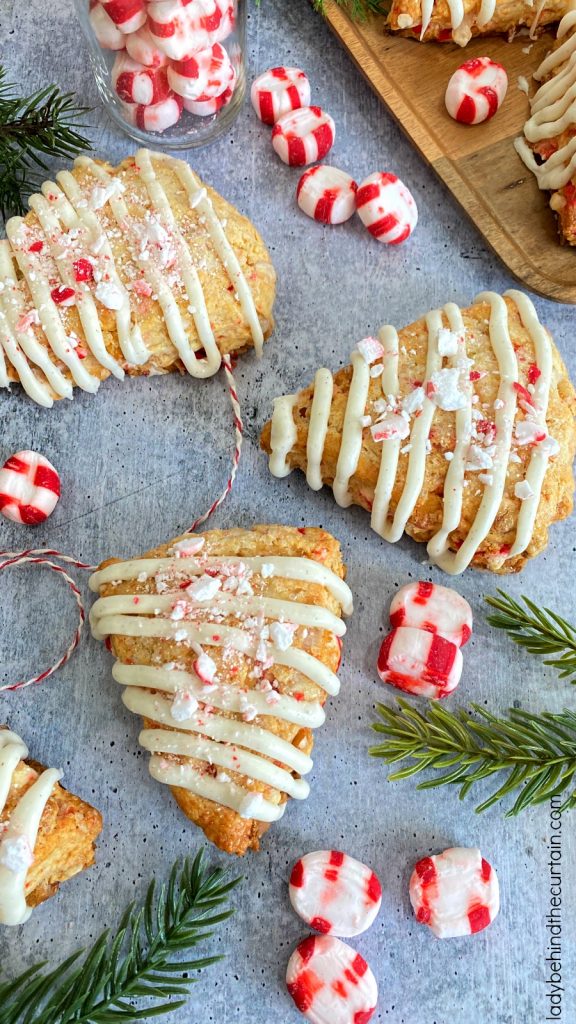 Overnight White Chocolate Peppermint Scones