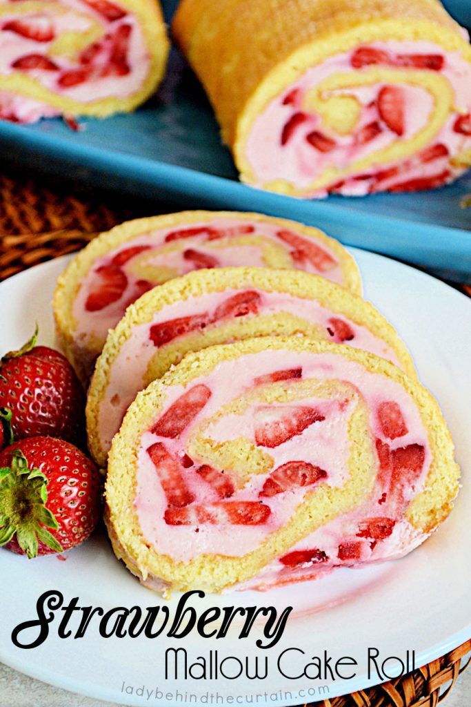 Strawberry Marshmallow Cake Roll