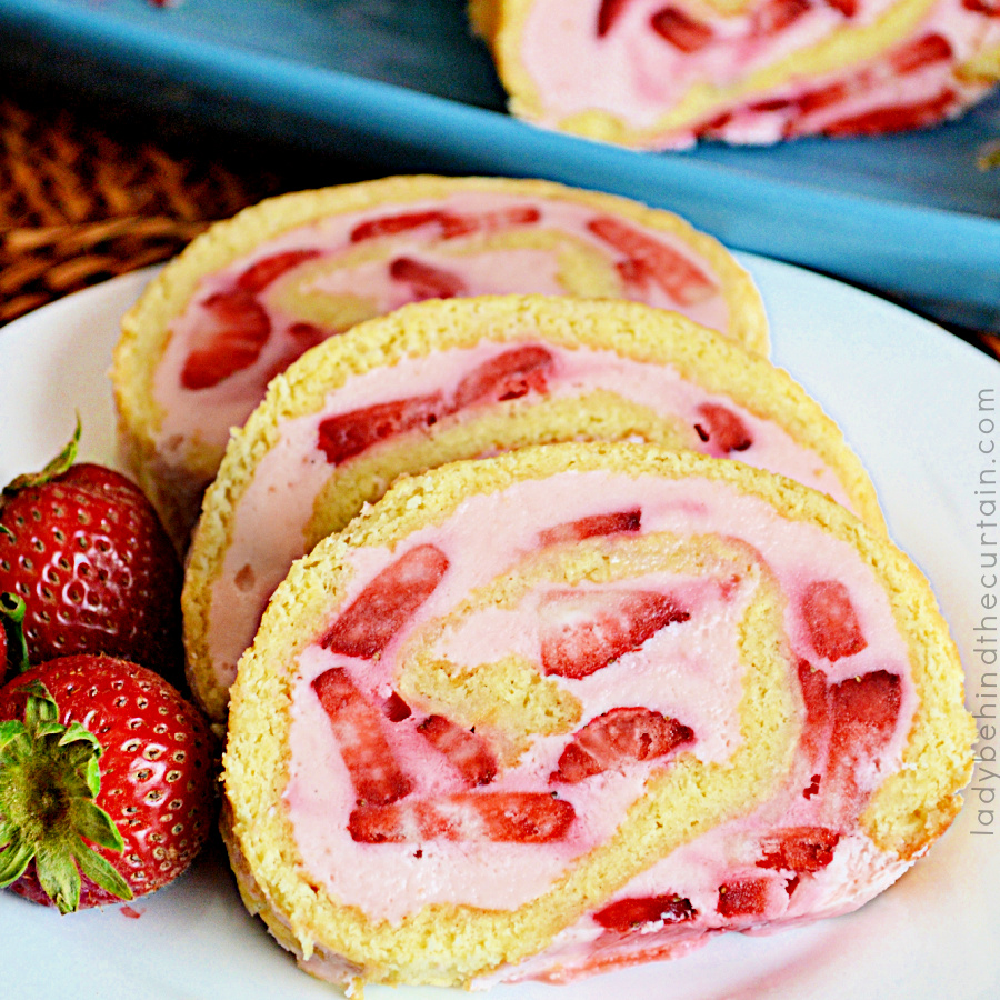 Strawberry Marshmallow Cake Roll