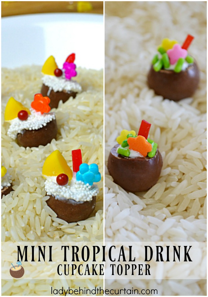 Mini Edible Tropical Drink Cupcake Topper