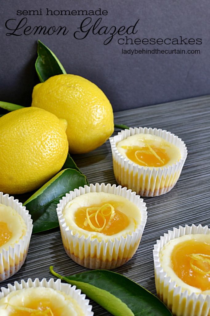 semi homemade lemon glazed mini cheesecakes