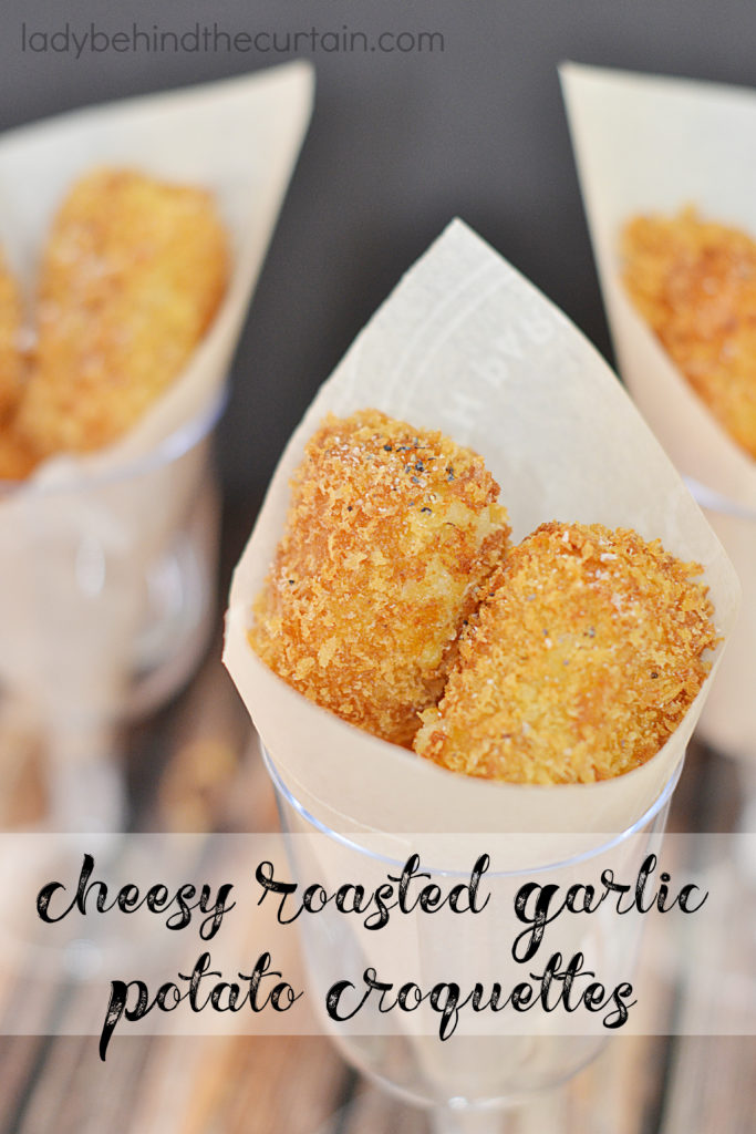 Cheesy Roasted Garlic Potato Croquettes