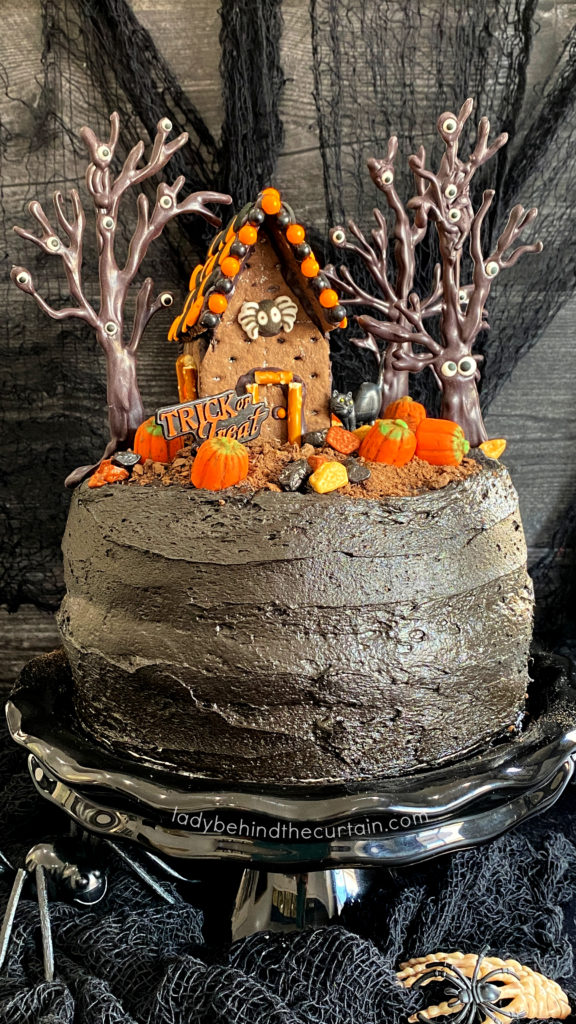 Halloween Haunted House Dark Chocolate Cake