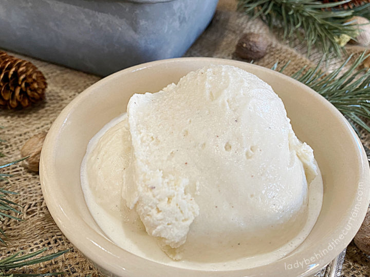 Homemade Soft Serve Eggnog Ice Cream