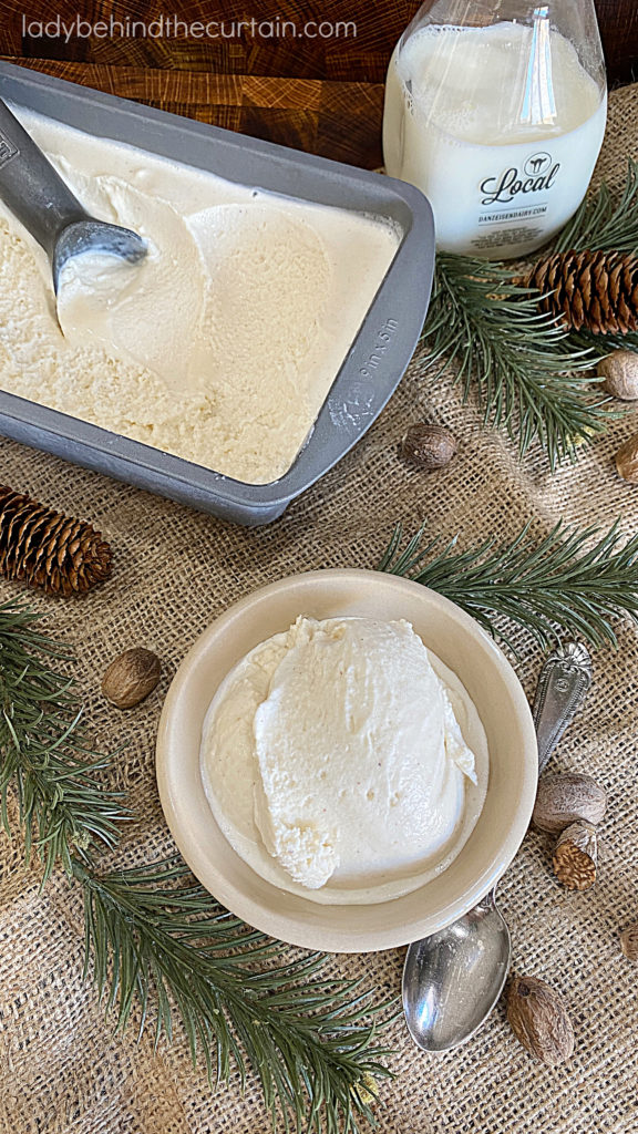 Homemade Soft Serve Eggnog Ice Cream