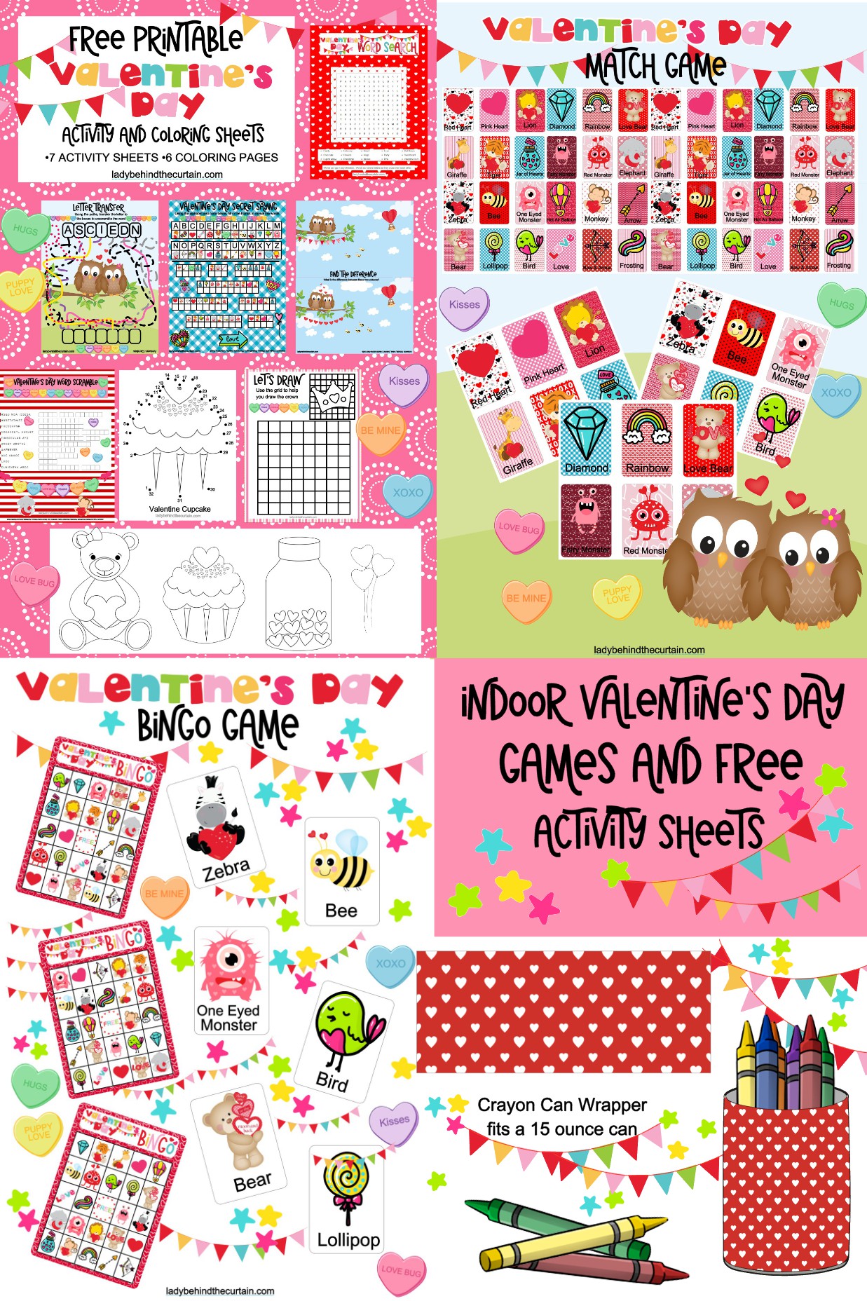 Indoor Valentine's Day Games and Free Activity Sheets