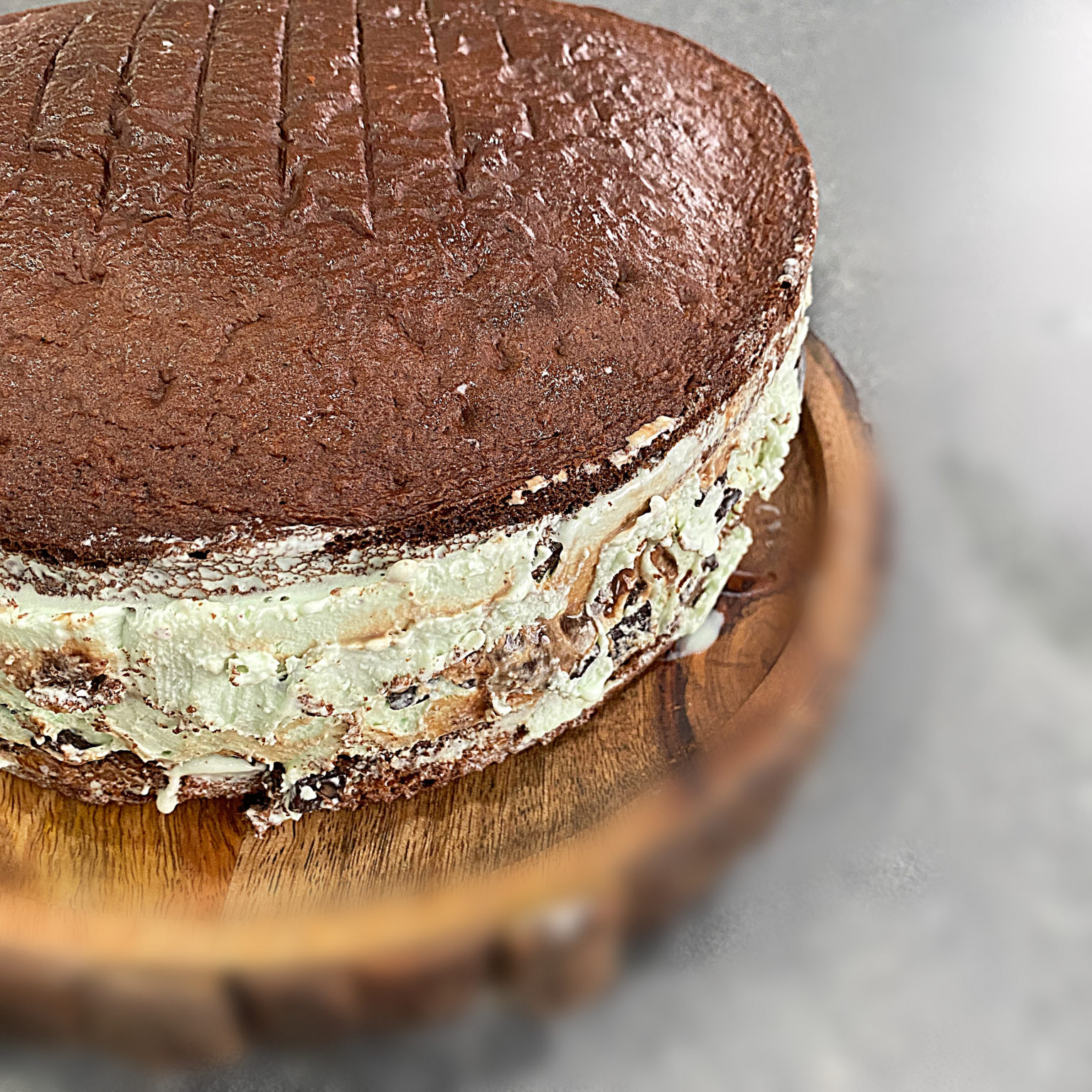 Chocolate Chip Mint Ice Cream Cake