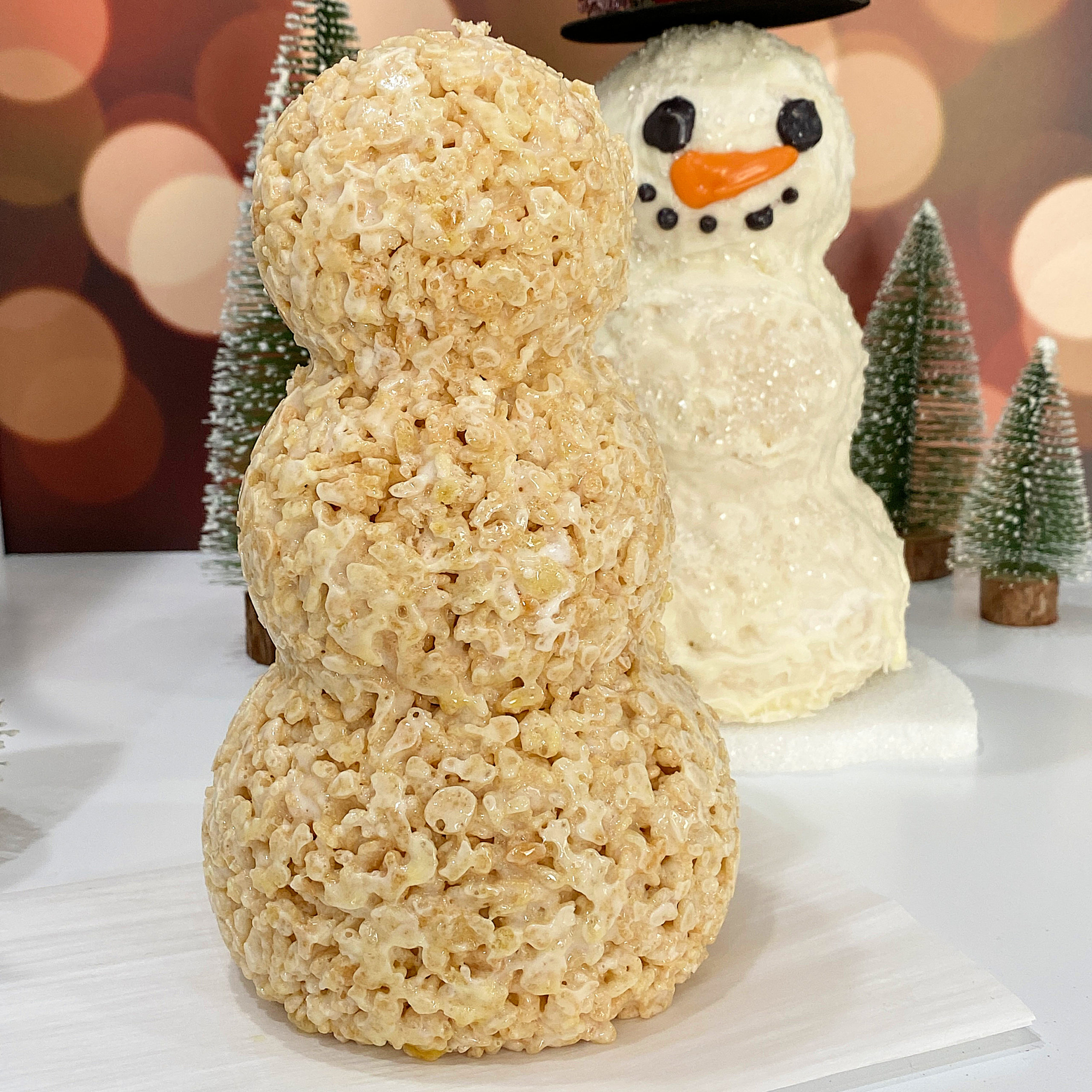 3-D Snowman Rice Krispy Treats