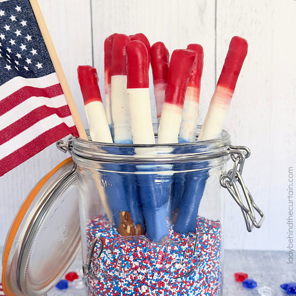 Red, White, and Blue Decorated Pretzels